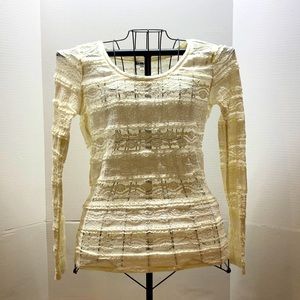 Express cream lace top long sleeve large